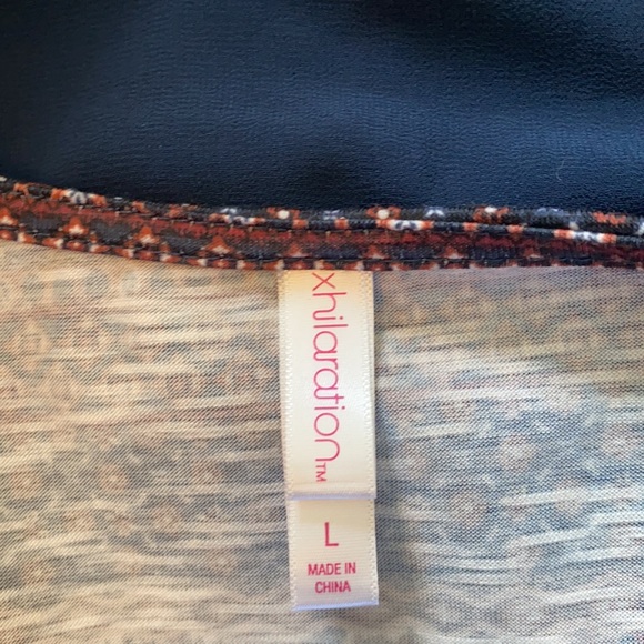 Xhilaration | Burnt Orange & Navy Striped Blouse | Size Large - Picture 6 of 6